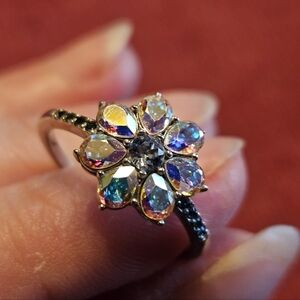 Flower Gemstone Sterling Silver Ring.